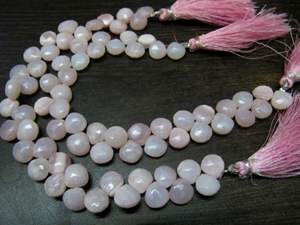 ลูกปัดโอปอลสีชมพูธรรมชาติทรงหัวใจขนาด 9-10 มม. แบบเหลี่ยมเพชรพลอย ความยาว 8 นิ้ว - Product Image 5