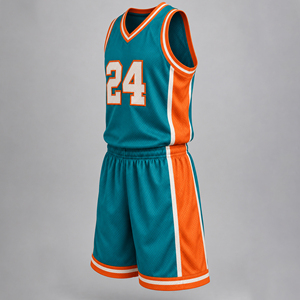 <b>Retro</b> <b>Basketball</b> Uniform Set Tackle Twill <b>Jersey</b> Matching Shorts Vintage Style Team Sports Apparel Wholesale Manufacturer - Product Image 2