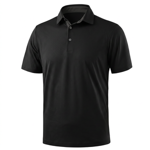 Polo à manches courtes bleu clair uni pour homme, décontracté, respirant, en coton tricoté, coupe classique - Product Image 4