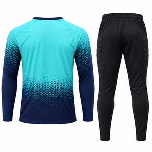 Ensemble de maillot de football bleu dégradé pour homme et pantalon noir, manches longues, col en V, uniforme d'entraînement à séchage rapide - Product Image 2