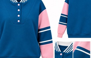 Custom O-Neck Pullover Varsity Sweatshirt Unisex Color Block <b>Fleece</b> OEM - Product Image 2