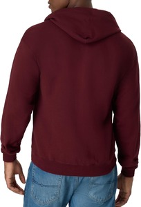 Sweat-shirt à capuche zippé pour homme, couleur bordeaux, coupe classique, matière polaire décontractée, idéal pour l'automne, couleur unie, avec poches. - Product Image 2