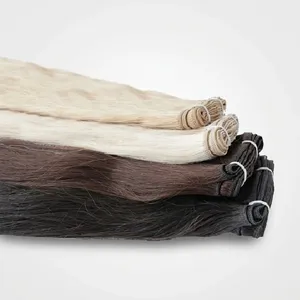 Extensiones de Cabello Humano Remy Indio Liso Rubio Platino con Base de Seda HD Transparente de Doble Trama 100% Densidad - Product Image 3