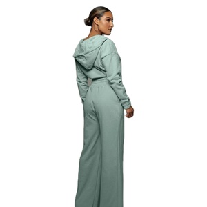 Caliente Otoño Invierno nuevo cuello en V 2 piezas Conjunto de sudadera pulóver Crop Top Sudadera con capucha conjunto de chándales de mujer 2026 - Product Image 3