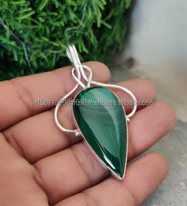 Pendentif en pierre précieuse Malachite de qualité supérieure, cadeau pour elle, pendentif fait main pendentif de style vintage, bijoux plaqués argent sterling 925 - Product Image 3