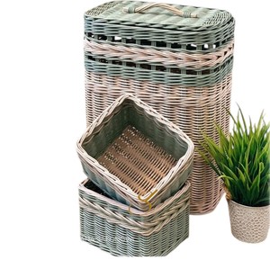 Cesta de Almacenamiento Rectangular de Ratán Natural con Tapa y Asa, Contenedor Tejido Rústico Multiusos para Ordenar y Organizar - Product Image 2
