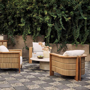 Chaise longue Elina en teck massif de haute qualité avec rotin synthétique pour usage extérieur - Product Image 6