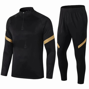 Ensemble de survêtement décontracté léger pour homme en polyester/coton à séchage rapide, avec haut à manches longues à demi-zip et pantalon à taille élastique, couleur unie - Product Image 3