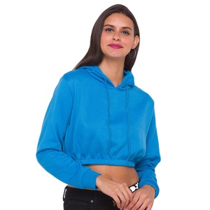 Haut court à capuche personnalisé pour femme, en polaire écologique, décontracté, coupe ample, manches longues, style oversize, pour l'hiver - Product Image 1