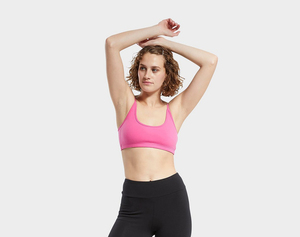 Sujetador deportivo rosa para mujer, espalda cruzada, alto soporte, sin costuras, de secado rápido, de elastano/nailon, para yoga, ropa deportiva transpirable, cuello redondo, color liso. - Product Image 1