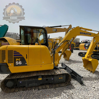 Excavadora de cadenas mini Komatsu PC56 usada en buen estado, excavadora hidráulica de 5 toneladas para construcción de jardines, en stock.