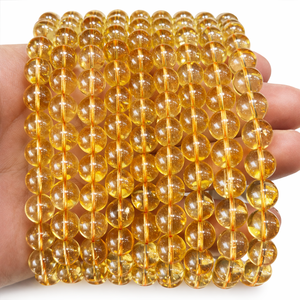 Perles de citrine naturelle de 8 mm, jaunes, lisses et polies, éco-responsables, pour la création de bijoux DIY, fourniture directe usine - Product Image 1