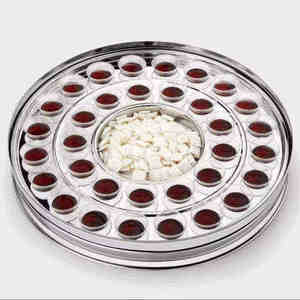 DURABLE STAINLESS STEEL HOLY COMMUNION SET SINGLE <b>TRAY</b> 40 CUPS WITH COVER <b>MIRROR</b> FINISH NO BOTTOM RING CHURCH USE - Product Image 1