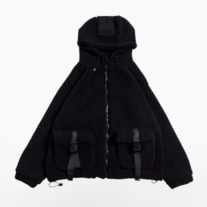 Cyberpunk <b>Techwear</b> Hooded Bomber <b>Jacket</b> Unisex Waterproof Wind Breaker Winter Outdoor Streetwear Sports Multi-Pocket Front - Product Image 5