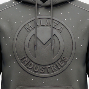 Sweat à capuche en molleton 100% coton enduit Urban ONYX, MALUZA Industries, logo superposé, streetwear premium d'hiver, tendance USA Europe - Product Image 5