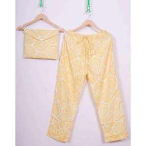 Pijama de Mujer de Algodón Satinado con Cuello en V, Pantalones Largos y Camisa, ODM, Cintura Elástica, Transpirable, Estampado Digital, Ligero, Otoño 2026 - Product Image 2