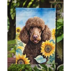 Caniche et Tournesols en chocolat multicolore Drapeau de jardin Décoratif de boîte aux lettres Drapeau de patio Illustration pour cour et pelouse pour parterres de fleurs - Product Image 3