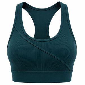 Women's Navy <b>Blue</b> Racerback Sports <b>Bra</b> High Support Lightweight Seamless Breathable Mesh Panels Eco-Friendly Quick Dry Front - Product Image 2