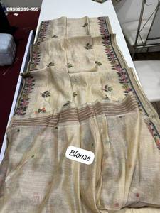 Sari en coton Muga de qualité supérieure, doux, avec tissage Butti et motifs traditionnels, et pallu tissé style Jamdani - Blouse de mode pour femme - Product Image 5