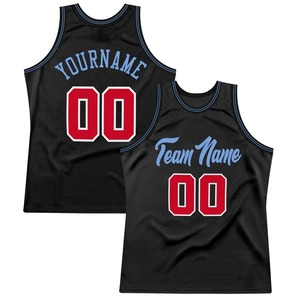 Maillot de basket-ball personnalisé noir, rouge et bleu clair, uniforme d'équipe professionnel, respirant, pour l'entraînement, avec logo personnalisé en mesh - Product Image 1