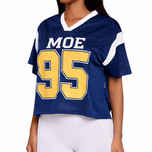 Camisetas Modernas para Mujer, Jersey de Fútbol Americano Personalizado, Cuello en V, Estilo Urbano, Ropa Deportiva de Alto Rendimiento, Marca Privada OEM - Product Image 6