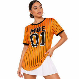 Custom Orange Pinstripe Softball & American Football Jersey Shirt Women Athletic Teamwear OEM ODM Sports Top Wholesale Supplier - Product Image 1