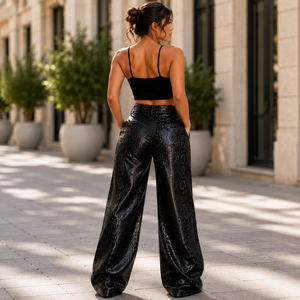 Pantalon en cuir effet serpent pour femme, pantalon style python exotique, jean ample, pantalon de motard pour femme - Product Image 5