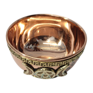Cuenco de Cobre Hecho a Mano para Ofrendas, Triple Luna, Pentagrama, Wicca, Altar, Incienso, Salvia, Ceremonias, Primavera, Verano, Otoño - Product Image 5