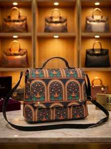 Vintage Ethnic Pattern Women's Waterproof Shoulder Bag PU Crossbody <b>Handbag</b> Button Closure <b>Medium</b> Tote for Party Travel - Product Image 3