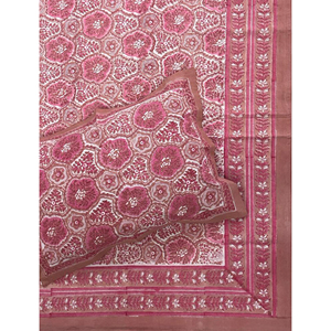 ผ้าปูที่นอนลายเรขาคณิตสีชมพูคู่ 200TC ผ้าฝ้ายพิมพ์ลายด้วยมือ ระบายอากาศได้ดี เหมาะสำหรับใช้ในบ้าน โรงแรม และโอกาสพิเศษ - Product Image 1