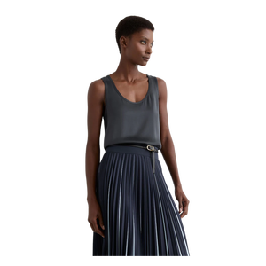 <b>Women</b> Breathable <b>Knitted</b> Solid Color O-Neck <b>Tank</b> <b>Top</b> Casual Style Regular Length Sleeveless Polyester/Cotton Canvas - Product Image 1