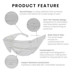 EN166F Certified frameless scratch resistance safety eyewear for medical facilities use - Product Image 5
