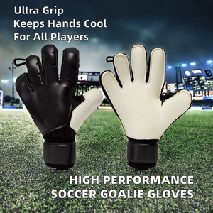 Gants de gardien de but de football haute performance en cuir respirant, 3+3mm Super Grip, ajustables avec boucle auto-agrippante, personnalisables pour la salle de sport - Product Image 4