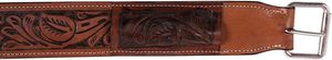 Western <b>Leather</b> Horse Saddle Girth With Buckle Closure And Floral <b>Tooling</b> For Riding - Product Image 3