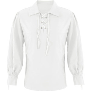 Camisa Pirata para Hombre, Estilo Kilt Escocés, con Cordones, para Festivales, Ropa Pirata, Top Ventas - Product Image 2