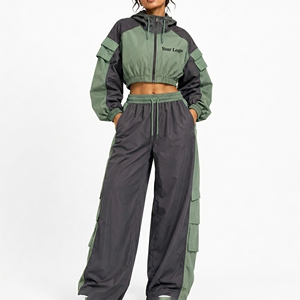 Ensemble de survêtement coupe-vent pour femme, haut court et pantalon, imperméable et léger, idéal pour la course et le sport – Collection Hiver, Meilleures Ventes - Product Image 5