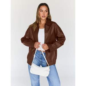 À la mode 2025 grande taille reine femmes vestes en cuir surdimensionné Faux Moto Biker manteau à capuche col automne tenues vêtements de mode - Product Image 4