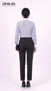 ANIMA Women's Blue Striped <b>White</b> Bamboo <b>Shirt</b> Breathable Business <b>Casual</b> - Product Image 2