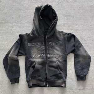 Custom Manufacturer Men's Tracksuits | Y2K Acid-<b>Wash</b> <b>Tech</b> Fleece Set Distressed Embroidery Flared Pants Streetwear 100% Cotton - Product Image 3