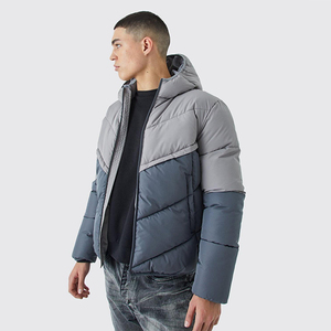 Design Your Own Panel Design <b>Jacket</b> Waterproof Breathable Puffer <b>Jacket</b> <b>Long</b> Sleeve Two Pockets Full Zipper Front Casual <b>Men's</b> - Product Image 1