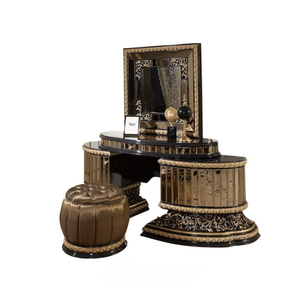 Armoire de luxe royale en acajou massif, style antique européen, finition noir et or, porte miroir, pour palais, villa, appartement, chambre à coucher - Product Image 5