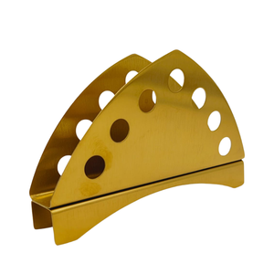 Moderno dispensador de pañuelos metálico color dorado con diseño de orificios circulares, práctico dispensador de servilletas para uso en el hogar y la oficina. - Product Image 5