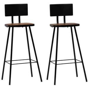 Ensemble de 2 tabourets de bar, siège en bois brun foncé, base en métal, moderne et élégant, pour usage domestique et commercial - Product Image 1