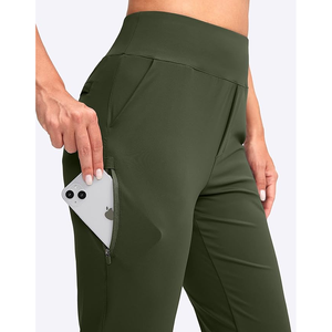 Pantalones de Golf Verde Oliva para Mujer, Cintura Elástica, Tejido Elástico, Color Sólido, Corte Deportivo, Transpirables - Product Image 5