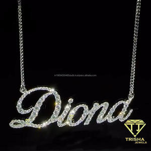สร้อยคอชื่อประดับเพชรเทียม จี้แบบสั่งทำได้ สร้อยคอหรูหราแบบ Iced Out เครื่องประดับแฟชั่นส่วนตัว - Product Image 1
