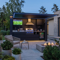 Dapur BBQ Luar Ruangan Eropa dengan Gazebo Anti Karat Desain Modern dari Baja Anti Karat 304 untuk Patio