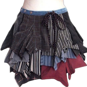 Jupe en jean patchwork taille haute vintage avec tour de taille naturel Art du style denim quantité minimale de commande 50 pièces fournies par le Vietnam - Product Image 2