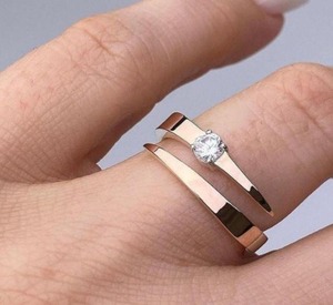 Elegant Round Cut White <b>Cz</b> Diamond <b>Ring</b> Four Prong Open Wrap Design Solid Gold Jewelry Special Event Wear Anniversary Gift - Product Image 1