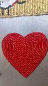 Handmade High Quality Glass Seed <b>Bead</b> Heart Patch <b>Red</b> for Heart Applique Embroidered Decorative Motif Box - Product Image 3
