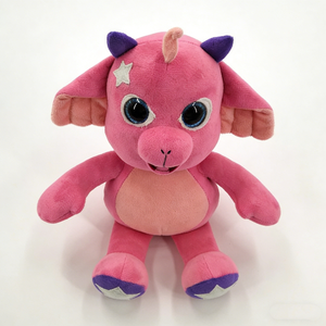 Peluche de monstruo rosa personalizado, animal de peluche de fantasía con bordado de estrellas, peluche con ojos grandes azules con brillantina. - Product Image 2